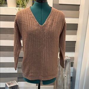 Cozy V-Neck Knit Sweater - Mauve